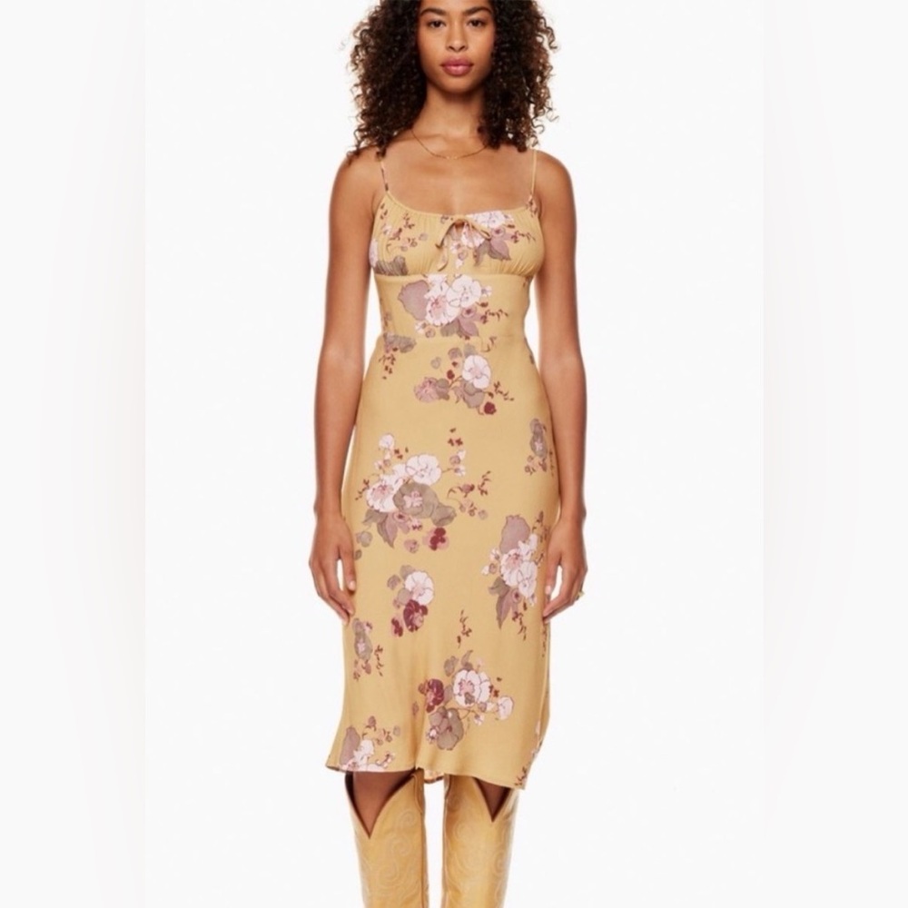 NWT Wilfred Bellow Midi Dress - Sandy Beige & Talc Pink Floral | Size 14